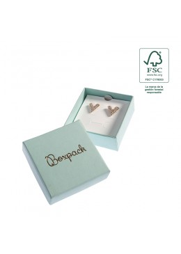 Caja eco FSC® de carton para pendientes, anillo y colgante interior carton de joyeria bisuteria 65x65x29Mm F61