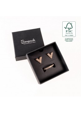 Caja eco FSC® de carton para pendientes, anillo y colgante interior espuma de joyeria bisuteria 65x65x29Mm F61