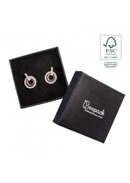 Caja eco FSC® de carton para pendientes, anillo y colgante interior espuma de joyeria bisuteria 65x65x29Mm F61