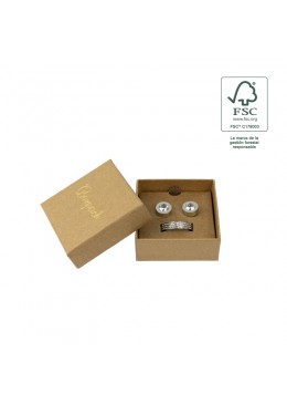 	Caja eco FSC® de carton para pendientes, anillo y colgante interior espuma de joyeria bisuteria 65x65x29Mm F61