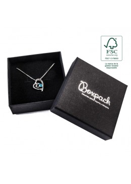 Caja eco FSC® de carton para colgante, anillo y pendientes interior espuma de joyeria bisuteria 86x86x33Mm F81