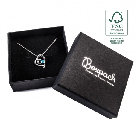 Caja eco FSC® de carton para colgante, anillo y pendientes interior espuma de joyeria bisuteria 86x86x33Mm F81