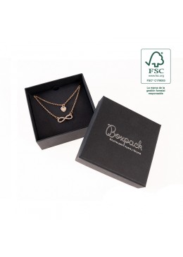 Caja eco FSC® de carton para colgante, anillo y pendientes interior carton de joyeria bisuteria 86x86x33Mm F81