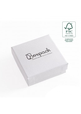 Caja eco FSC® de carton para colgante, anillo y pendientes interior carton de joyeria bisuteria 86x86x33Mm F81