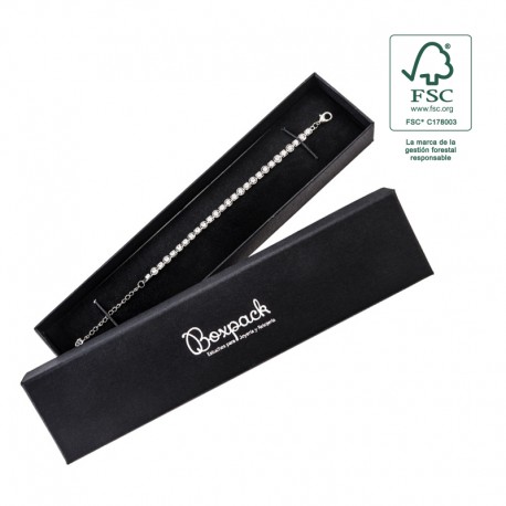 Caja eco FSC® de carton para pulsera interior carton flocado de joyeria bisuteria 233x53x27Mm F51