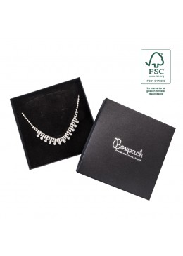 Caja eco FSC® de carton para collar o aderezo interior espuma de joyeria bisuteria 167x167x33Mm F18
