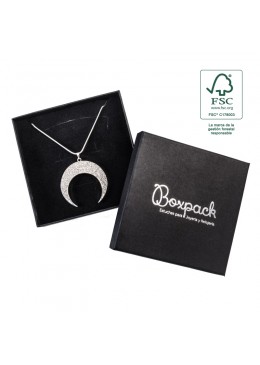 Caja eco FSC® de carton para collar o aderezo interior espuma de joyeria bisuteria 120x120x35Mm F17