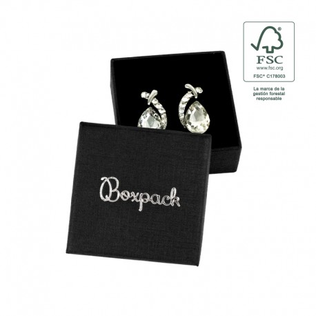 Caja eco FSC® de carton para pendientes interior espuma de joyeria bisuteria 50x50x23Mm F40