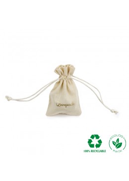 Bolsa de algodon natural con cierre de cordones de algodon para joyeria y bisuteria 65x95mm C-301