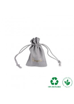 Bolsa de algodon gris con cierre de cordones de algodon para joyeria y bisuteria 65x95mm C-301