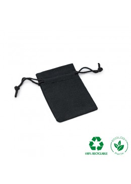 Bolsa de algodon negra con cierre de cordones de algodon para joyeria y bisuteria 65x95mm O-C-301