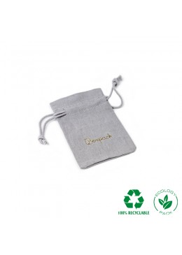 Bolsa de algodon gris con cierre de cordones de algodon para joyeria y bisuteria 65x95mm C-301