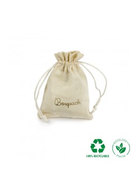 Bolsa de algodon natural con cierre de cordones de algodon para joyeria y bisuteria 95x120mm C-302