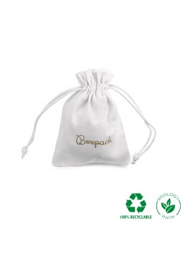 Bolsa de algodon blanca con cierre de cordones de algodon para joyeria y bisuteria 95x120mm C-302