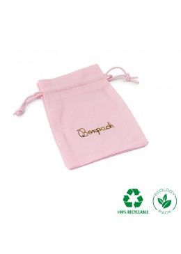 Bolsa de algodon rosa con cierre de cordones de algodon para joyeria y bisuteria 95x120mm C-302
