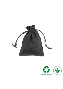 Bolsa de algodon negra con cierre de cordones de algodon para joyeria y bisuteria 105x145mm O-C-303