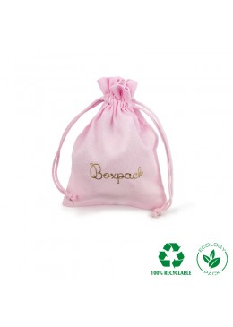 Bolsa de algodon rosa con cierre de cordones de algodon para joyeria y bisuteria 105x145mm C-303