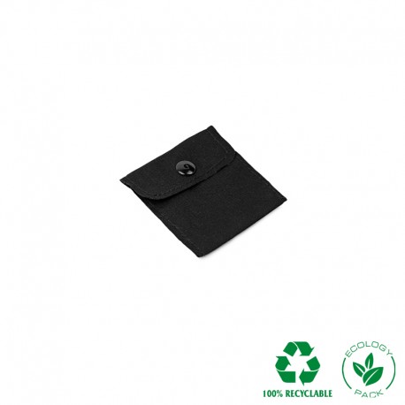Bolsa algodon ecologico negra cierre con boton  para joyeria bisuteria joyas 57x57mm o-c-501