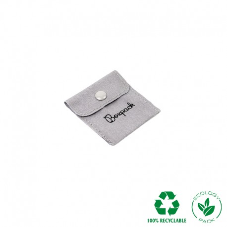 Bolsa algodon ecologico gris cierre con boton  para joyeria bisuteria joyas 57x57mm c-501