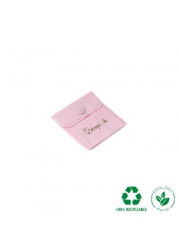 Bolsa algodon ecologico rosa cierre con boton  para joyeria bisuteria joyas 57x57mm c-501
