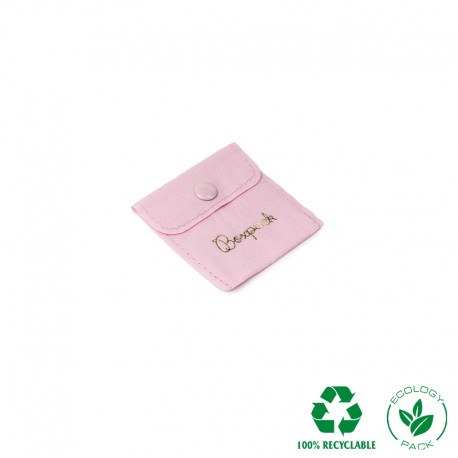 Bolsa algodon ecologico rosa cierre con boton  para joyeria bisuteria joyas 57x57mm c-501