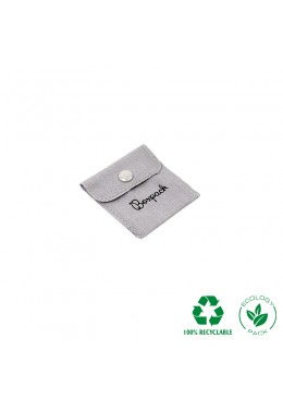 Bolsa algodon ecologico gris cierre con boton  para joyeria bisuteria joyas 57x57mm c-501