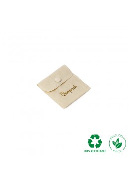 Bolsa algodon ecologico natural cierre con boton  para joyeria bisuteria joyas 57x57mm c-501