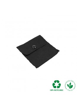 Bolsa algodon ecologico negra cierre con boton  para joyeria bisuteria joyas 79x79mm o-c-502