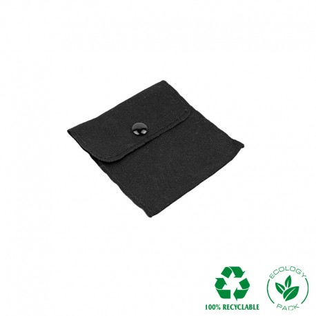 Bolsa algodon ecologico negra cierre con boton  para joyeria bisuteria joyas 79x79mm o-c-502