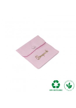 Bolsa algodon ecologico rosa cierre con boton  para joyeria bisuteria joyas 79x79mm c-502