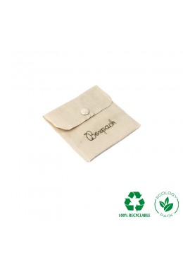Bolsa algodon ecologico natural cierre con boton  para joyeria bisuteria joyas 79x79mm c-502