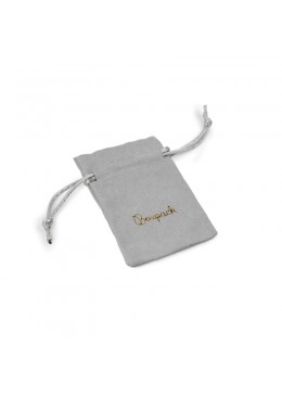 Bolsa de suede gris con cierre de cordones para joyeria y bisuteria 65x95mm S-301