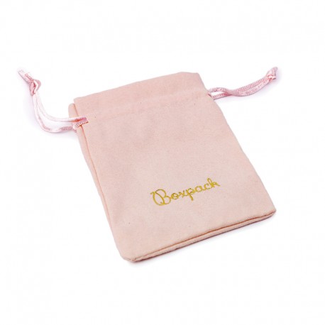 Bolsa de suede rosa empolvado con cierre de cordones para joyeria y bisuteria 95x120 Mm S-302