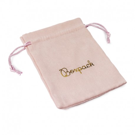 Bolsa de suede rosa empolvado con cierre de cordones para joyeria y bisuteria 105x145 Mm S-303