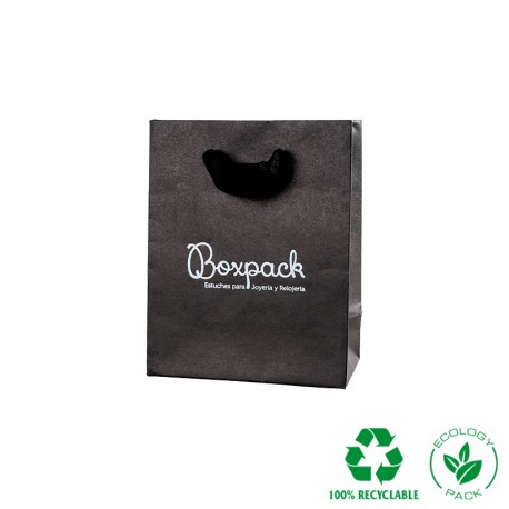 Bolsa de papel eco color aguamarina y personalizada en oro brillo para joyeria bisuteria E-B-M