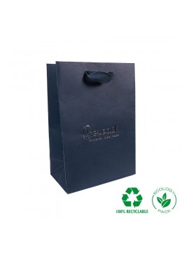 Bolsa de papel ECO azul180x250x100 mm. para joyeria bisuteria y relojeria E-B-L-A