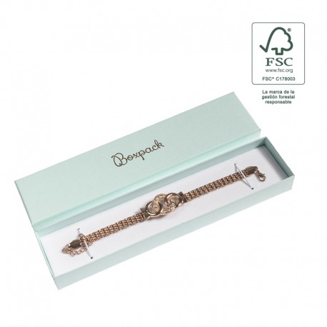 Caja eco FSC® de carton para pulsera interior carton flocado de joyeria bisuteria 233x53x27Mm F51