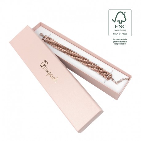 Caja eco FSC® de carton para pulsera interior carton flocado de joyeria bisuteria 233x53x27Mm F51