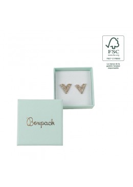 Caja eco FSC® de carton para pendientes interior espuma de joyeria bisuteria 50x50x23Mm F40