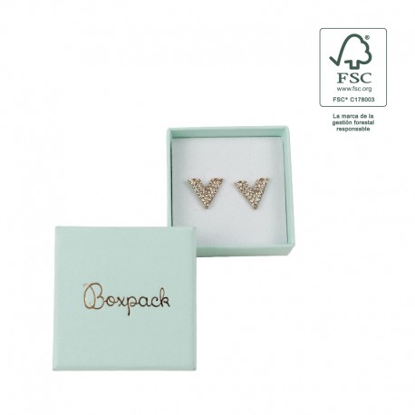 Caja eco FSC® de carton para pendientes interior espuma de joyeria bisuteria 50x50x23Mm F40