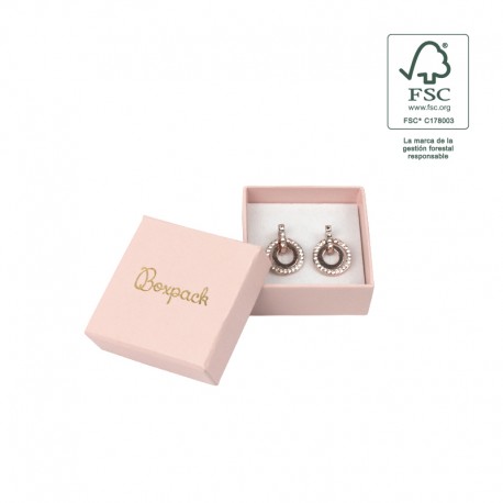 Caja eco FSC® de carton para pendientes interior espuma de joyeria bisuteria 50x50x23Mm F40