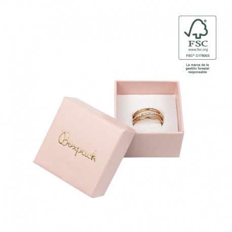 Caja eco FSC® de carton para sortija interior espuma de joyeria bisuteria 51x51x33 Mm F42