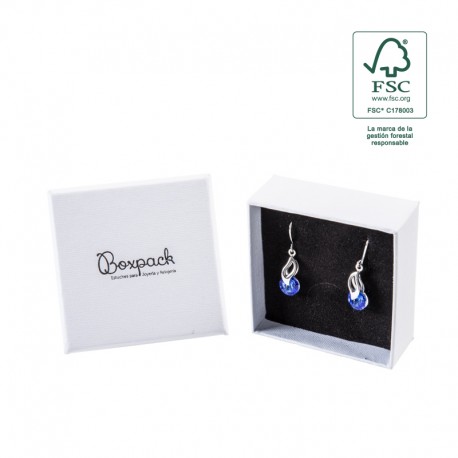 Caja eco FSC® de carton para pendientes, anillo y colgante interior espuma de joyeria bisuteria 65x65x29Mm F61