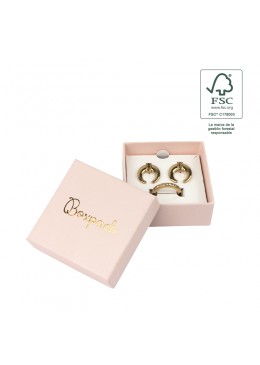 Caja eco FSC® de carton para pendientes, anillo y colgante interior espuma de joyeria bisuteria 65x65x29Mm F61