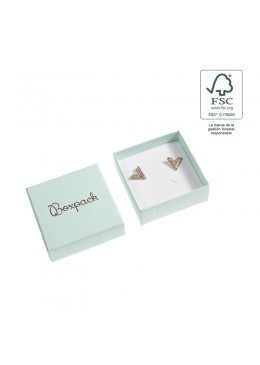 Caja eco FSC® de carton para pendientes, anillo y colgante interior espuma de joyeria bisuteria 65x65x29Mm F61