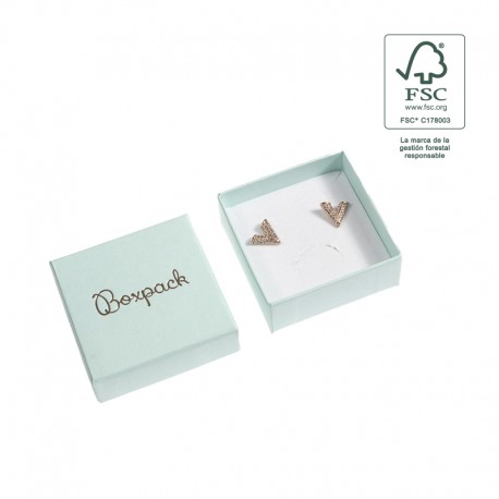Caja eco FSC® de carton para pendientes, anillo y colgante interior espuma de joyeria bisuteria 65x65x29Mm F61