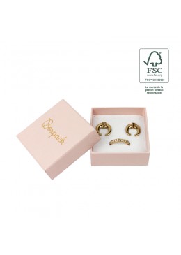 Caja eco FSC® de carton para pendientes, anillo y colgante interior espuma de joyeria bisuteria 65x65x29Mm F61