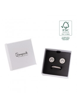 Caja eco FSC® de carton para pendientes, anillo y colgante interior carton de joyeria bisuteria 65x65x29Mm F61