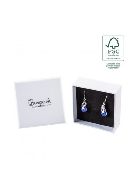 Caja eco FSC® de carton para pendientes, anillo y colgante interior espuma de joyeria bisuteria 65x65x29Mm F61