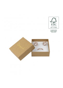 Caja eco FSC® de carton para pendientes, anillo y colgante interior espuma de joyeria bisuteria 65x65x29Mm F61